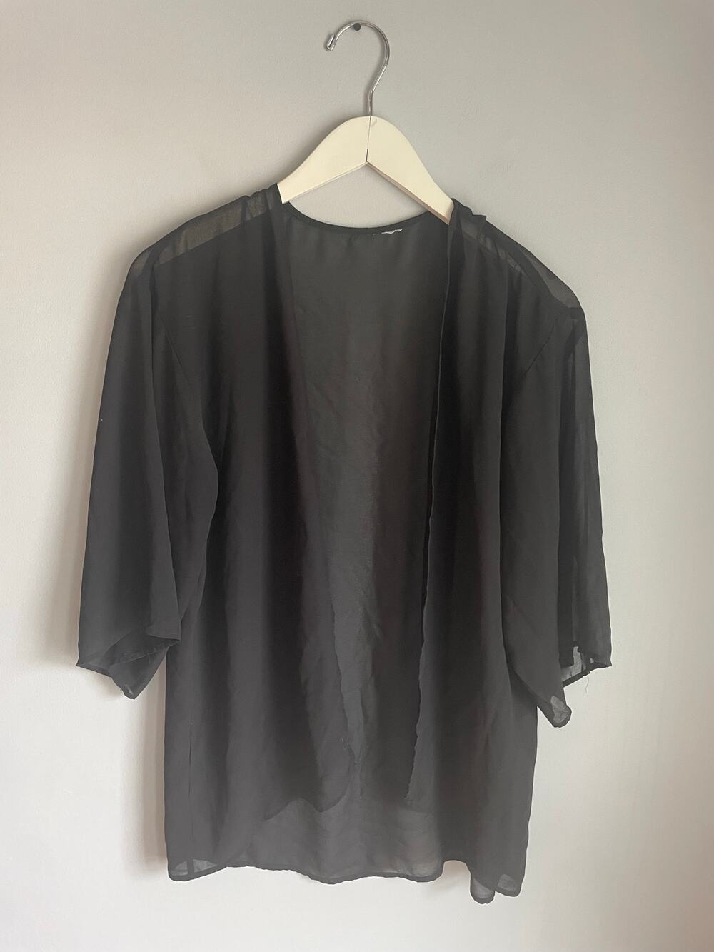 Black Whimsigoth sheer kimono 3/4 length sleeves Cardigan Witchy Boho Flowy Med